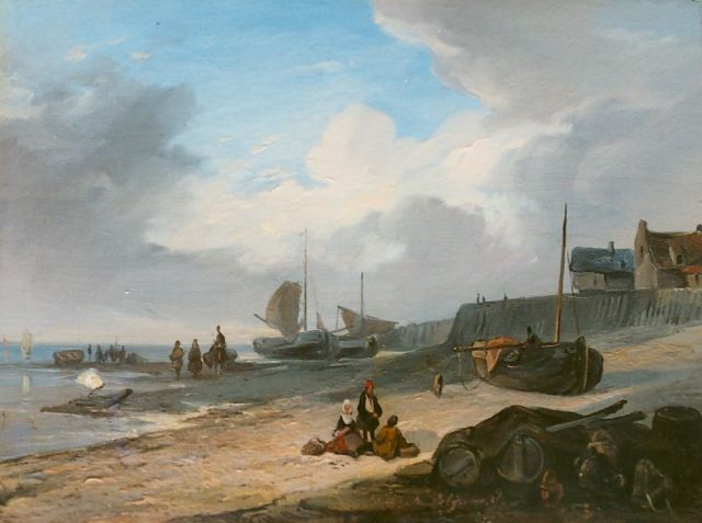 Jacobus Pelgrom | A coastal scene, Öl auf Holz, 14,6 x 19,5 cm, signed c.r.