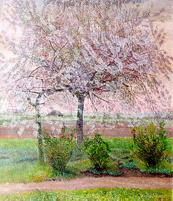 Jakob Nieweg | A blossoming tree, Öl auf Leinwand, 70,3 x 60,2 cm, signed l.l. with monogram und dated 1926