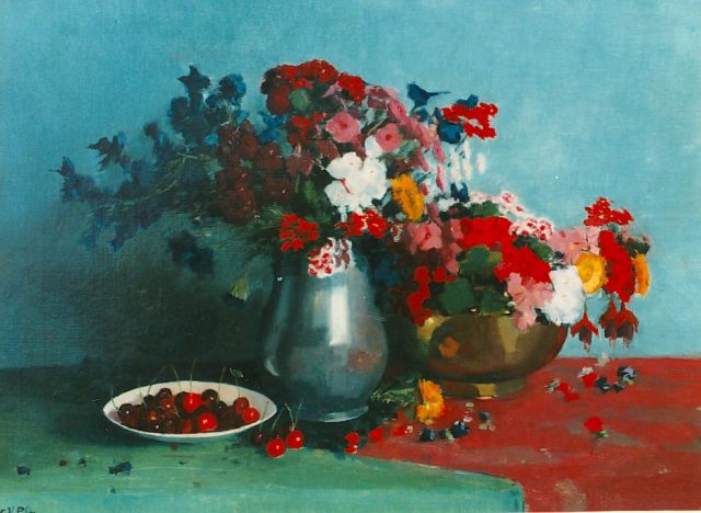 Gottfried van Pelt | A still life with flowers and cherries, Öl auf Leinwand, 56,0 x 76,0 cm, signed l.l.