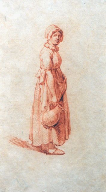 Andreas Schelfhout | A study of a farmer's wife, Kreide auf Papier, 21,2 x 12,8 cm, signed with the monogram AS on the reverse