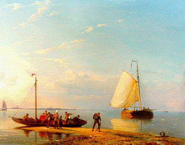 Dommershuijzen P.C.  | Shipping in a calm, Öl auf Holz 27,3 x 38,1 cm, signed l.l. und dated 1884