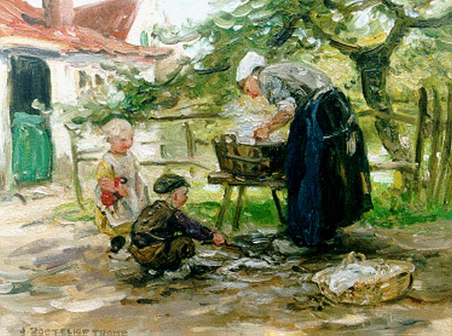 Zoetelief Tromp J.  | Mother's little helper, Öl auf Leinwand 30,7 x 40,6 cm, signed l.l. and on the reverse