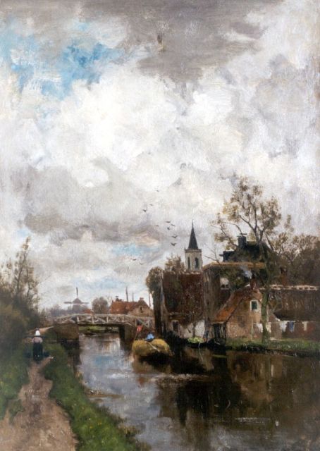 Rossum du Chattel F.J. van | View of the river Vecht in summer, Öl auf Leinwand 50,5 x 36,3 cm, signed l.r.