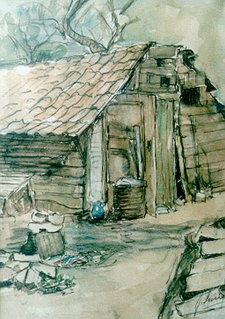 Surie J.  | A shed, Aquarell auf Papier 31,8 x 28,0 cm, signed l.r.