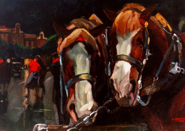 Cor Noltee | Horses, Öl auf Leinwand, 50,0 x 70,0 cm, signed l.r.