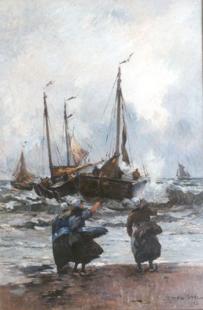 German Grobe | The departure of the fleet, Öl auf Leinwand, 90,3 x 60,5 cm, signed l.r. und dated 1903