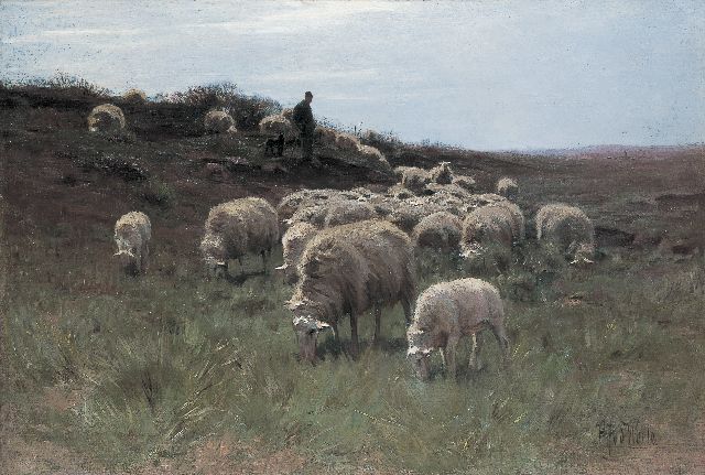 Herman van der Weele | A shepherd and flock, Öl auf Leinwand, 58,7 x 86,9 cm, signed l.r.