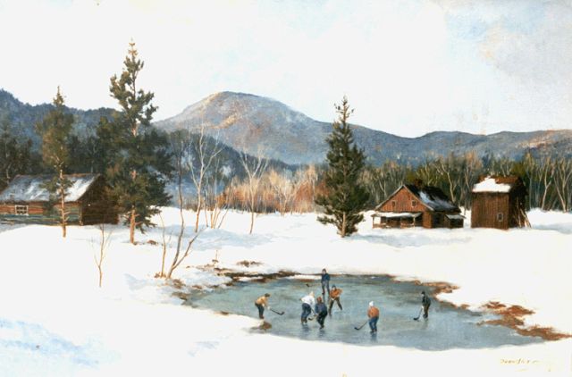 Dorus Artz | Ice hockey players, St. Margarets, Canada, Öl auf Leinwand, 51,3 x 76,5 cm, signed l.r.