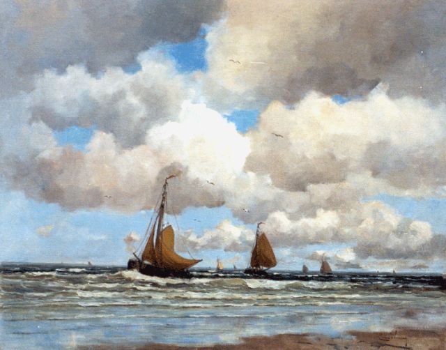 Waning C.A. van | The arrival of the fleet, Öl auf Leinwand 78,0 x 98,0 cm, signed l.r.