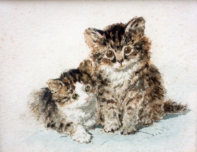 Henriette Ronner | Two kittens, Aquarell auf Papier, 17,0 x 21,5 cm