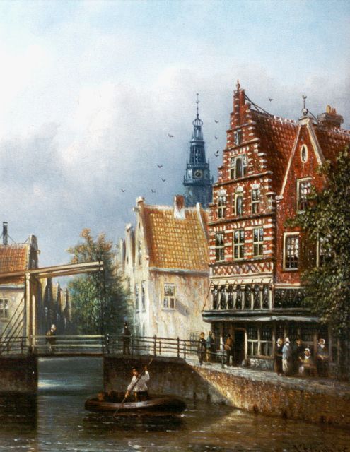 Johannes Franciscus Spohler | View of the Oude Kerk, Amsterdam, Öl auf Holz, 20,3 x 15,8 cm, signed l.r.