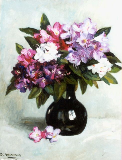 Elise Arntzenius | Rhododendrons in a vase, Öl auf Leinwand, 58,8 x 50,2 cm, signed l.l.