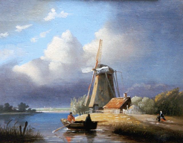 Immerzeel C.  | A Dutch river landscape, Öl auf Holz 20,7 x 24,8 cm, signed l.l.