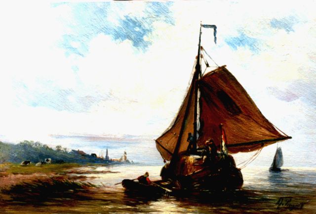 Albert Jurardus van Prooijen | A haybarge, Öl auf Holz, 19,1 x 28,3 cm, signed l.r.