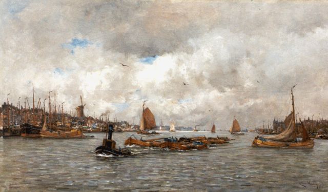 Waning C.A. van | Activities on the river the Maas, Rotterdam, Öl auf Leinwand 83,3 x 143,6 cm, signed l.r. und dated 1919