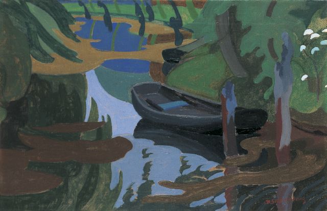 Dirk Smorenberg | A moored barge, Öl auf Leinwand, 39,5 x 60,7 cm, signed l.r.