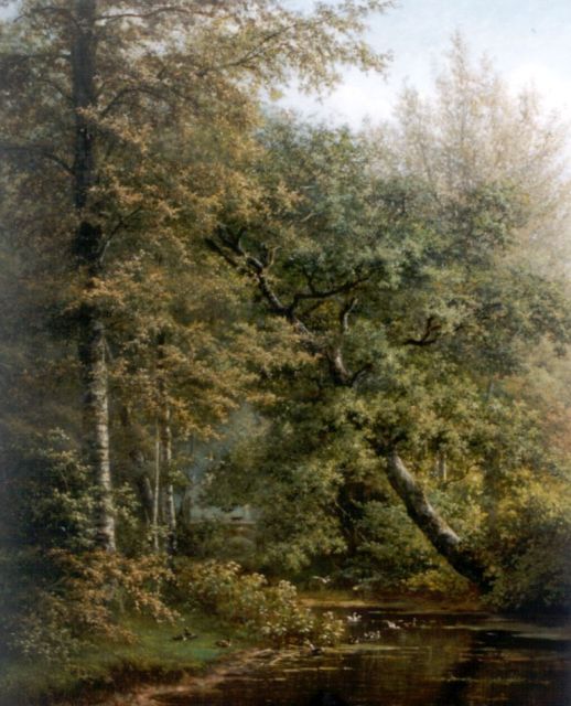 Cornelis Johannes de Vogel | A pond in a forest, Öl auf Leinwand, 119,9 x 100,0 cm, signed l.l.