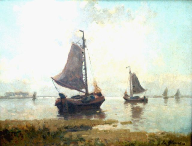 Adriaan Christiaan Willem Terhell | Shipping in a calm, Öl auf Leinwand, 35,5 x 45,5 cm, signed l.r.