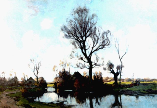 Paul Bodifée | farmhouses along a stream, Öl auf Leinwand, 35,7 x 52,2 cm, signed l.l.