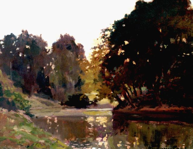 Paul M.  | A forest pond, Öl auf Leinwand 31,5 x 41,8 cm, signed l.r.