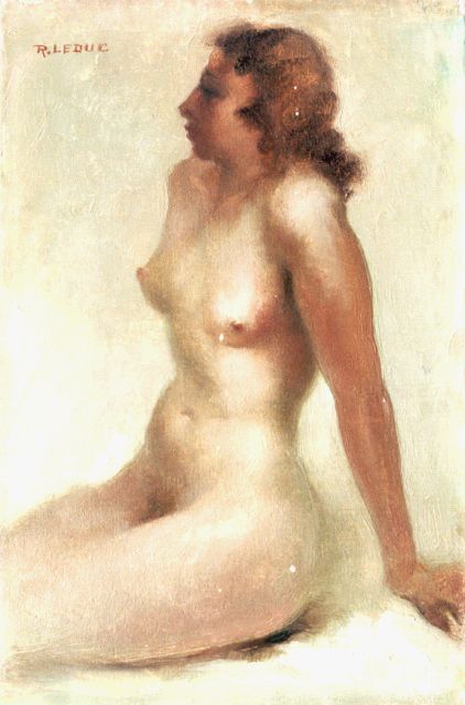 René Leduc | A seated nude, Öl auf Leinwand, 32,6 x 22,0 cm, signed u.l.