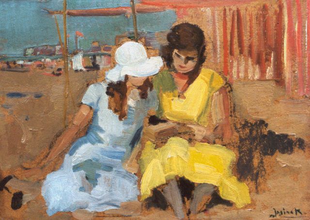 Jos Knap | Women on the beach, 24,6 x 34,9 cm, signed l.r.