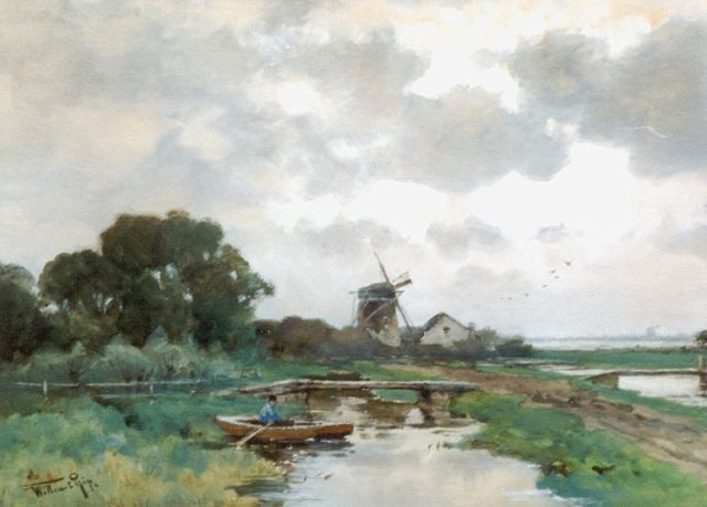 Willem Rip | Polder landscape, Aquarell auf Papier, 35,5 x 48,5 cm, signed l.l.