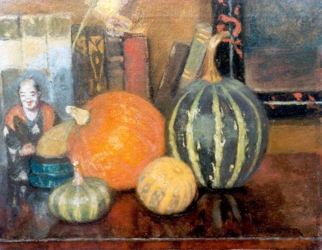 Marie Wandscheer | Still life with gourds, Öl auf Leinwand, 22,3 x 28,3 cm, signed l.r.