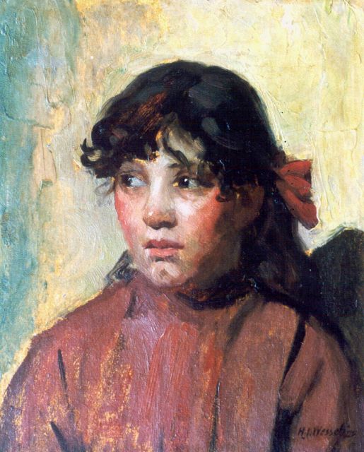 Hendrik Jan Wesseling | A portrait of a girl, 28,2 x 22,9 cm, signed l.r.