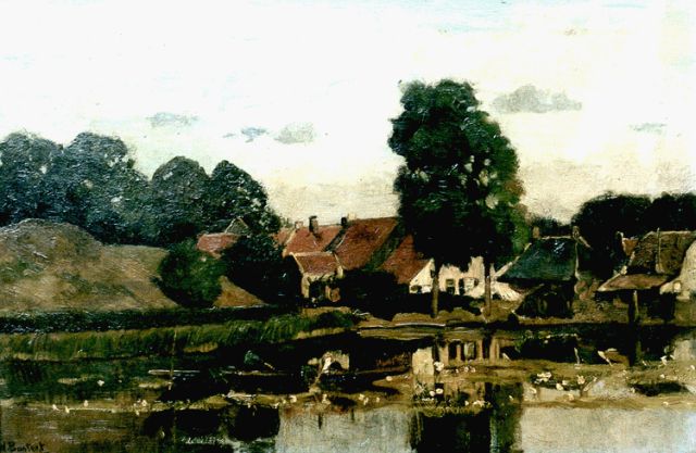 Nicolaas Bastert | A view of the Fortgracht, Nieuwersluis, Öl auf Leinwand, 31,2 x 47,2 cm, signed l.l.