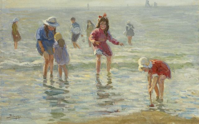 Ben Viegers | Children playing, Öl auf Leinwand, 28,0 x 44,4 cm, signed l.l.