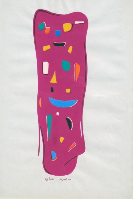 Renato Righetti | Composition, Gouache auf Papier, 49,0 x 33,5 cm, signed l.c. und dated '49