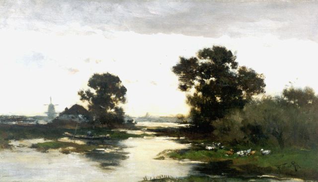 Willem Rip | A polder landscape, Öl auf Leinwand, 40,6 x 70,3 cm, signed l.r.