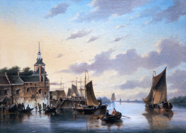 George Henry Hendriks | The river Maas, with 'De Oude Hoofdpoort', Rotterdam, Öl auf Leinwand, 42,2 x 55,8 cm