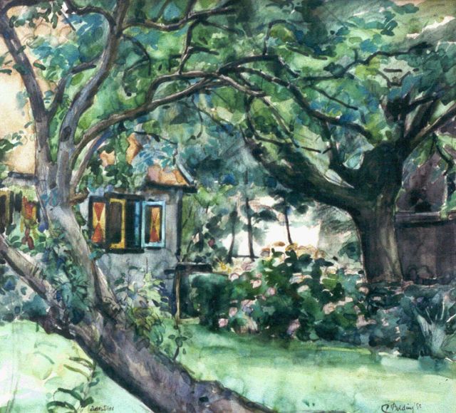 Cees Bolding | A view of a house, Kreide und Aquarell auf Papier, 41,6 x 45,6 cm, signed l.r. und dated '52