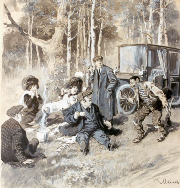 August E. Ritter von Meissl | A tramp, Bleistift und Gouache auf Papier, 35,0 x 32,5 cm, signed l.r. und dated on the reverse 1910