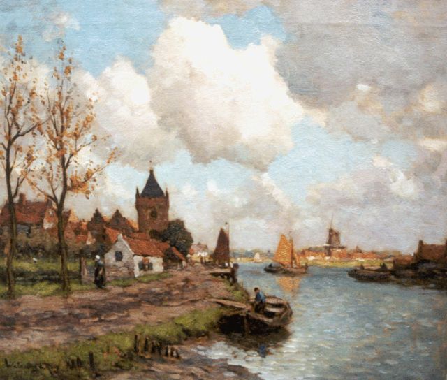 Johannes Embrosius van de Wetering de Rooij | A view of the river Lek, with Vianen beyond, Öl auf Leinwand, 50,6 x 60,3 cm, signed l.l.