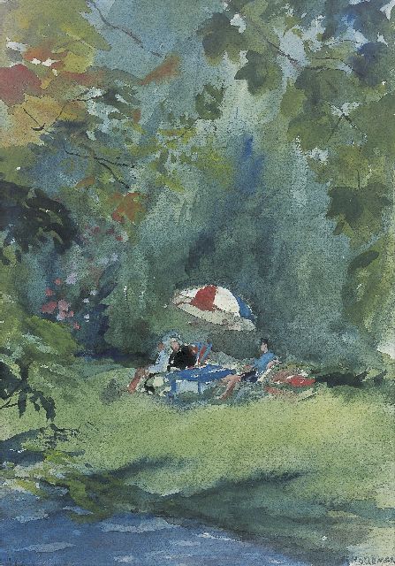 Holleman F.  | A picnic, Aquarell auf Papier 31,0 x 22,0 cm, signed l.r. und dated '63