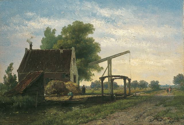 Jan H.B. Koekkoek | Drawbridge, Kortenhoef, Öl auf Leinwand, 32,0 x 47,4 cm, signed l.l. und dated 1900