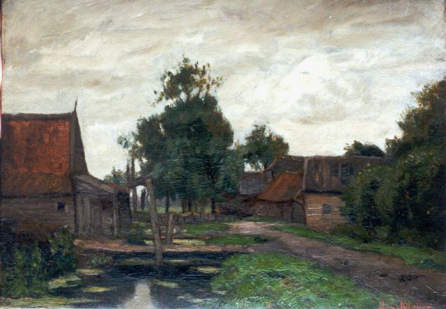 Johan Meijer | A farmstead, Öl auf Leinwand, 32,8 x 46,2 cm, signed l.r.
