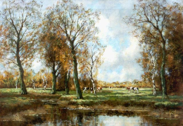 Cor Bouter | Cows in an autumn landscape, Öl auf Leinwand, 51,0 x 71,2 cm, signed l.r. 'W. Hendriks'