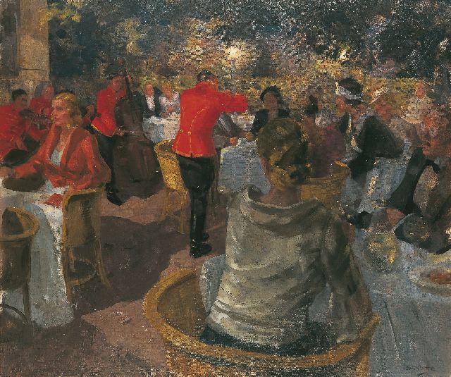 Louis Schutte | Café Mirabell, Salzburg, Öl auf Leinwand, 100,2 x 120,3 cm, signed l.r.