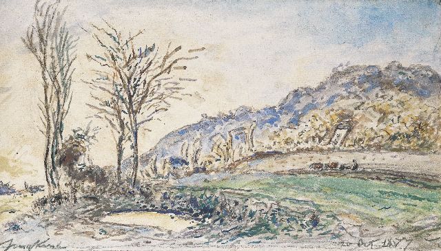 Johan Barthold Jongkind | Landscape near Grenoble, Kreide und Aquarell auf Papier, 17,0 x 30,0 cm, signed l.l. und dated 20 Oct. 1877