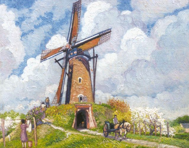 Reinier Willem Kennedy | A windmill in spring, Öl auf Leinwand auf Holz, 26,5 x 33,6 cm