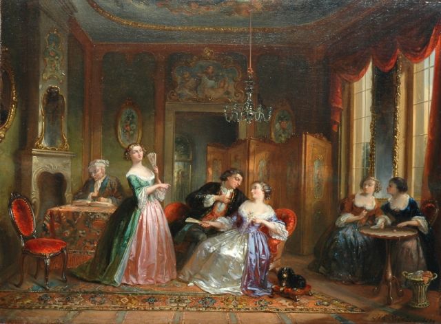 Henricus Engelbertus Reijntjens | The proposal, Öl auf Holz, 39,2 x 52,5 cm, signed l.r. und dated 1839