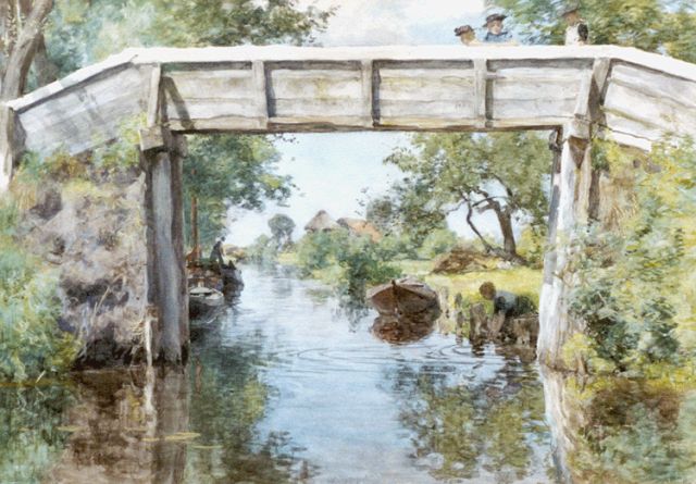 Willem Bastiaan Tholen | A bridge, Giethoorn, Aquarell auf Papier, 35,5 x 51,0 cm, signed l.l.