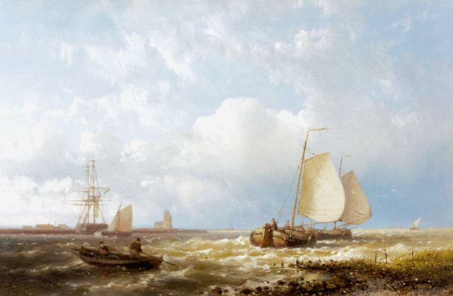 Abraham Hulk | A fresh breeze off the coast, Öl auf Holz, 16,0 x 24,5 cm, signed l.l.