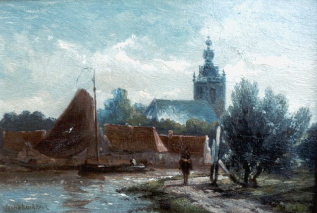 Jan H.B. Koekkoek | 'De Schie' near Overschie, Öl auf Holz, 12,0 x 17,5 cm, signed l.l.