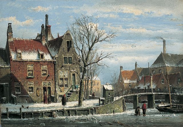 Willem Koekkoek | A town in winter, Öl auf Leinwand, 40,0 x 57,0 cm, painted between 1862-1865