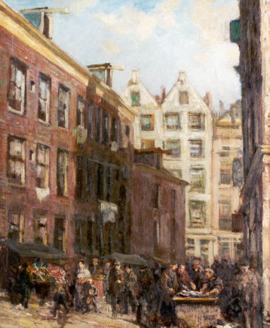 Gerard Johan Staller | Market day, Amsterdam, Öl auf Leinwand, 79,9 x 65,5 cm